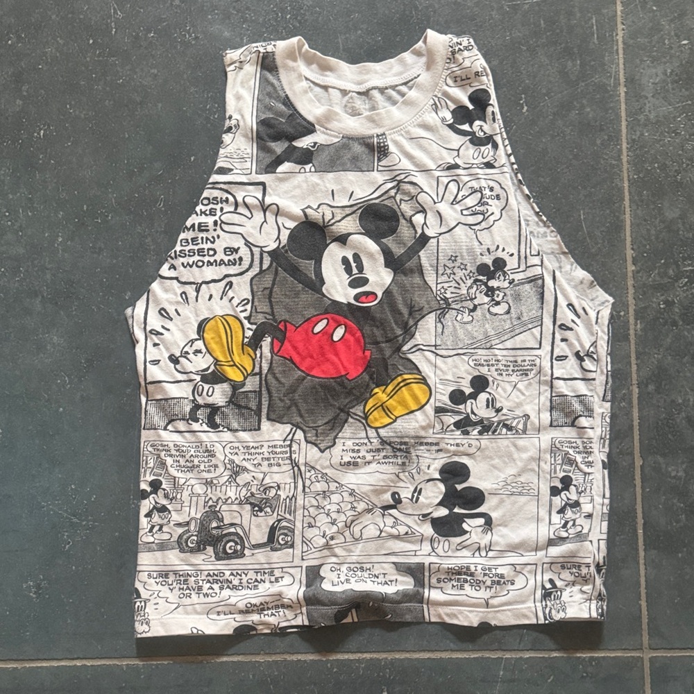 Mickey Mouse Newsprint Comic Muscle Tank